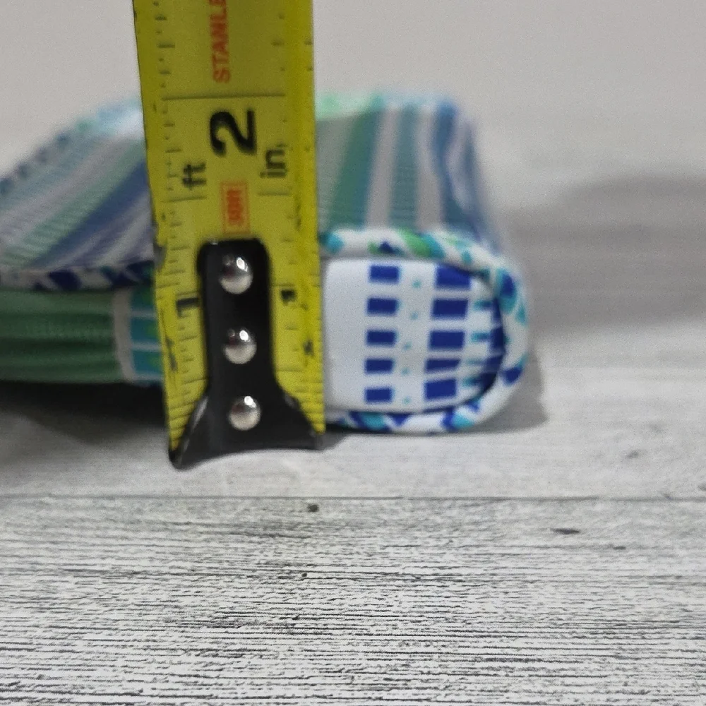 Striped Green and Blue Cosmetic Bag